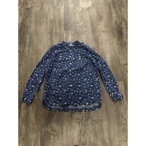 blue and white floral patterned button-down shirt by Duluth Trading Size Large